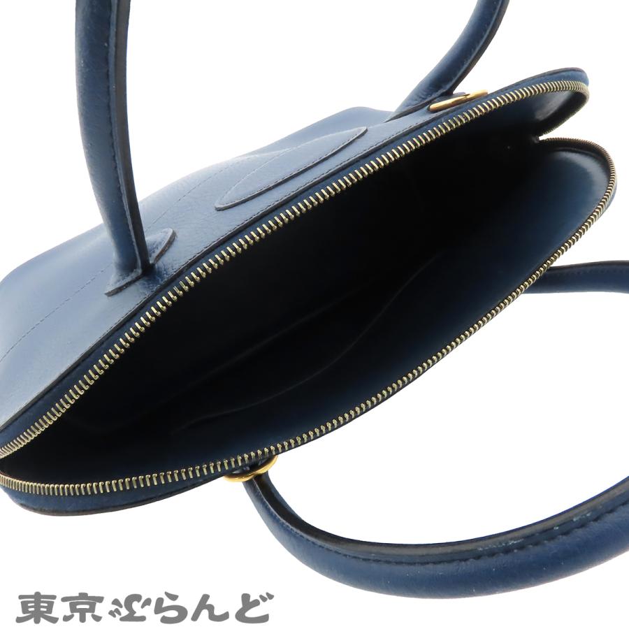 HERMES（エルメス） ボリード 35 □F刻印 ブルー ゴールド金具