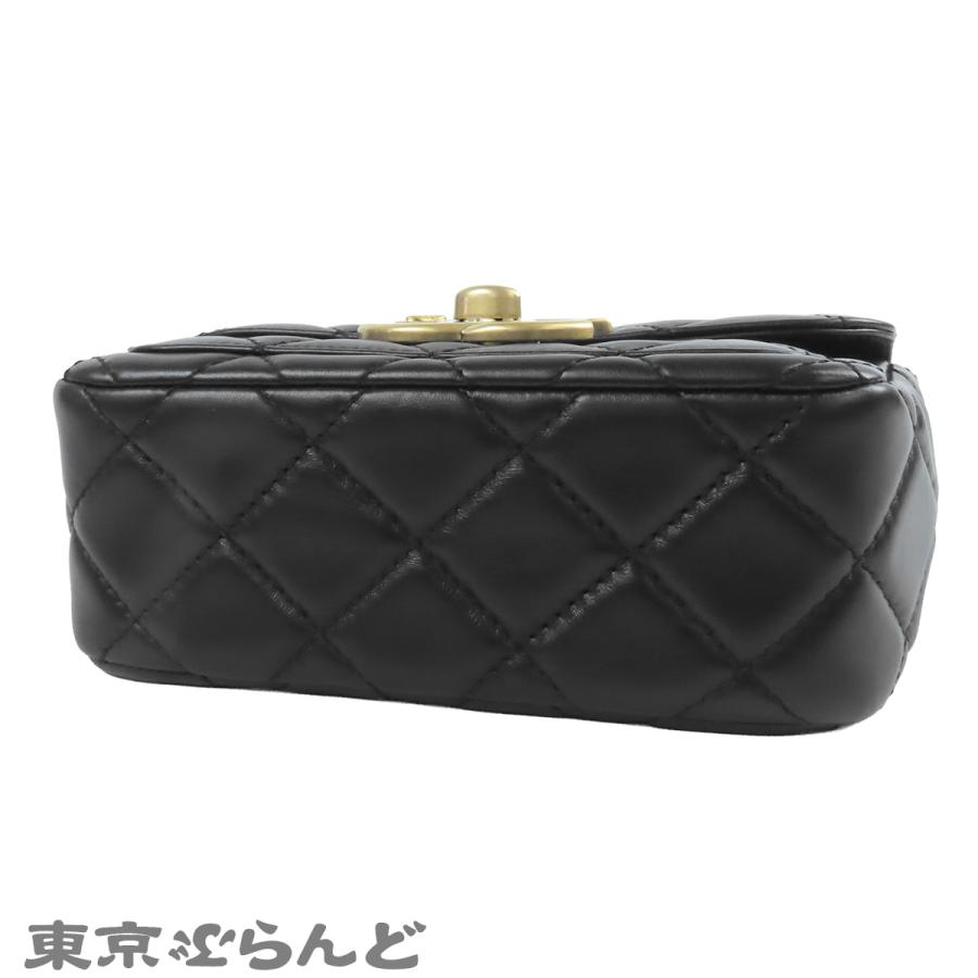 シャネル CHANEL チェーンショルダーバッグ AS5026 ブラック 黒 ラムスキン マトラッセ シングルフラップ レディース 101855326の画像