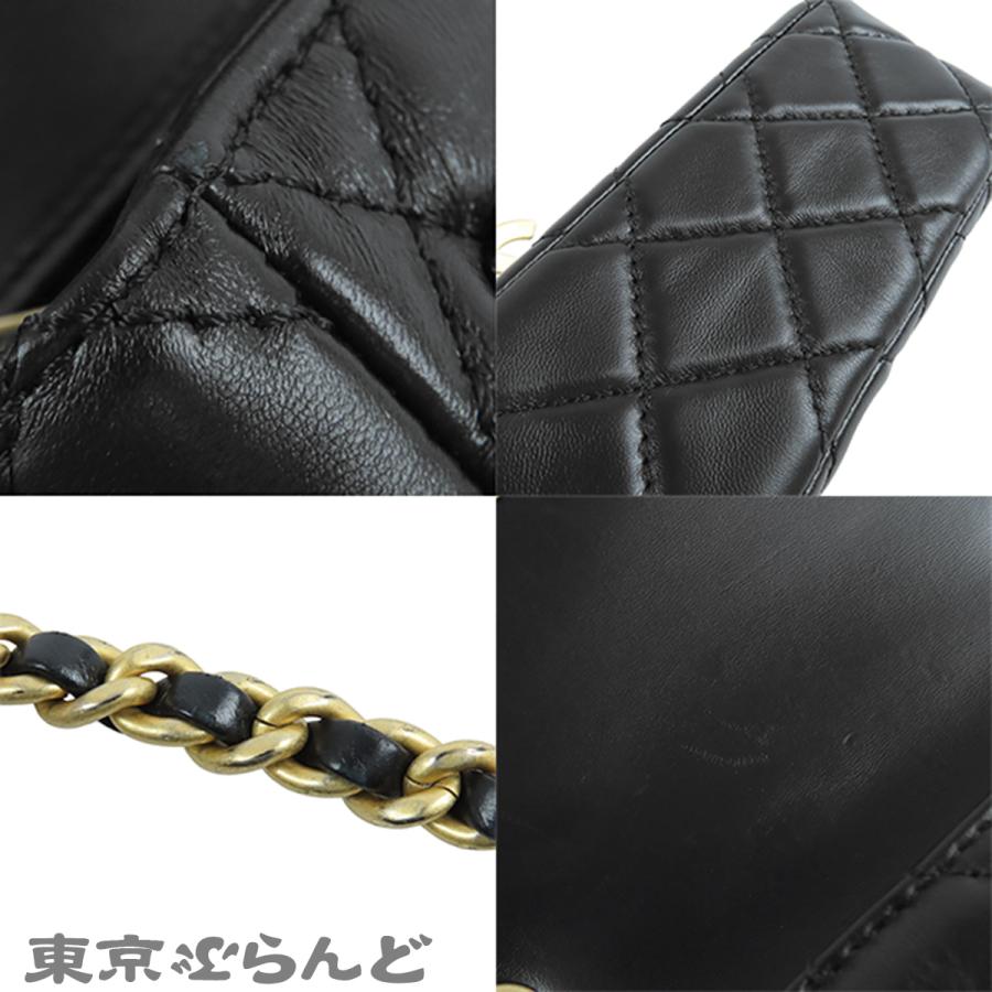 シャネル CHANEL チェーンショルダーバッグ AS5026 ブラック 黒 ラムスキン マトラッセ シングルフラップ レディース 101855326の画像