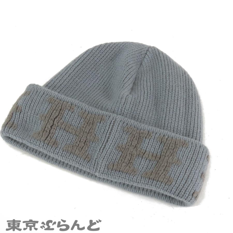 HERMES エルメス カシミヤ グレー ニットキャップ HERMES（エルメス） ニットキャップ ビーニー グレー カシミヤ ニット