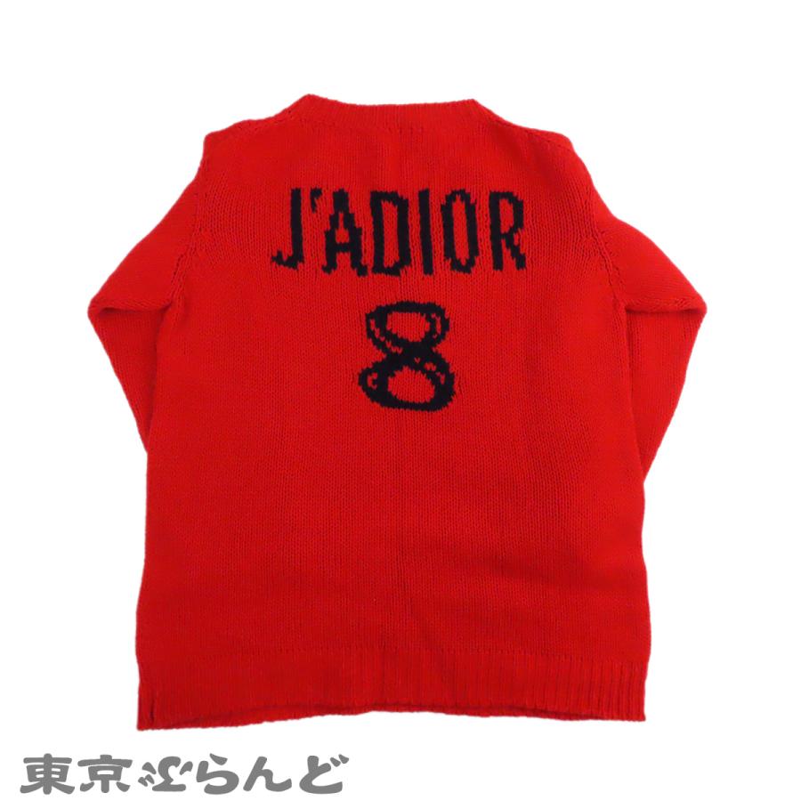 ディオール Dior J'ADIOR 8 Vネック ニット レッドxブラック カシミヤ