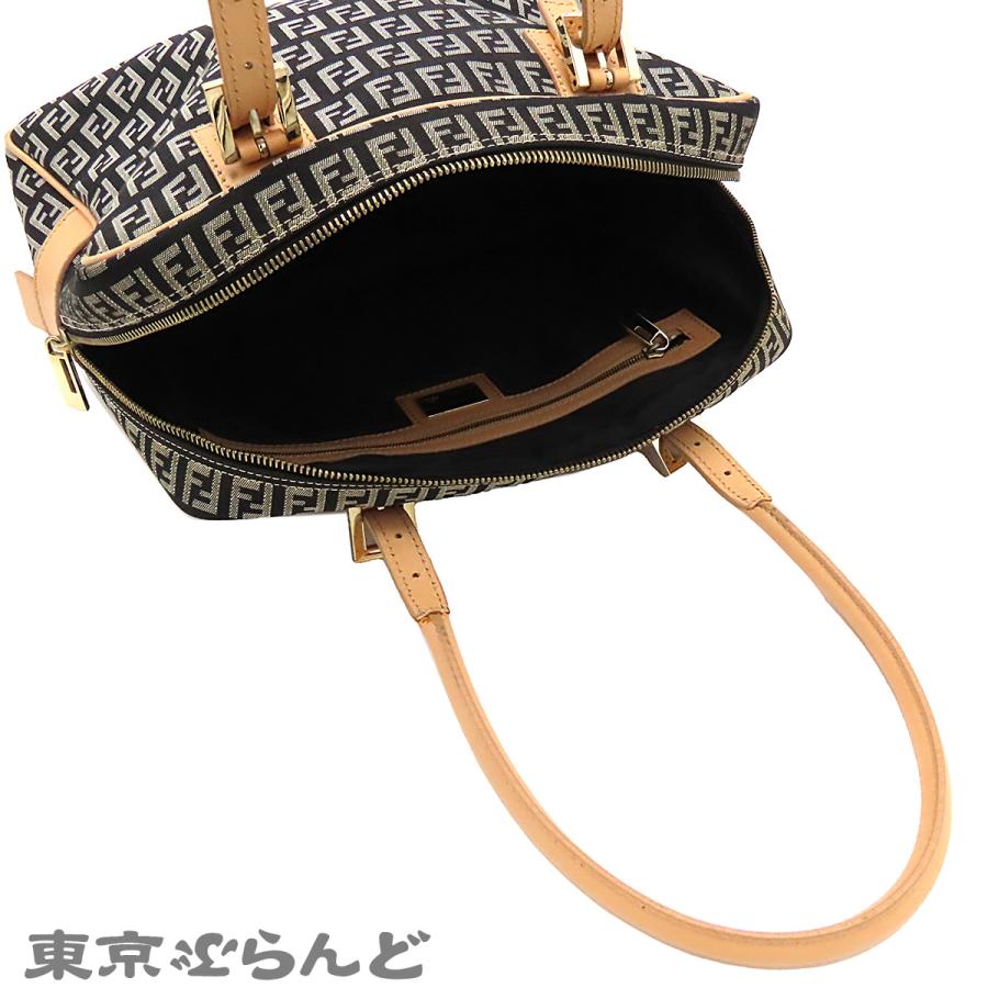 【Fendi】オールドフェンディ FFロゴ ズッキーノ ハンドバッグ FENDI（フェンディ） ズッキーノ 8BN005 ブラックxシルバーxベージュ