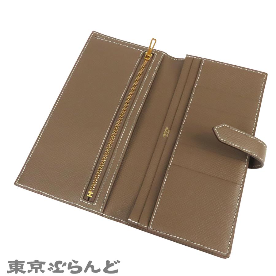 エルメス HERMES ベアンスフレ Z刻印 エトゥープ ゴールド金具 エプソン 長財布 レディース 101862767の画像