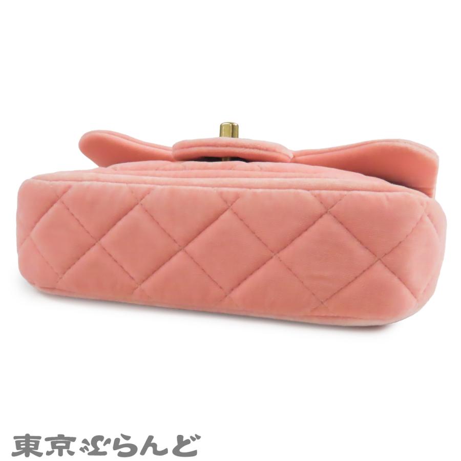 シャネル CHANEL チェーンショルダーバッグ ピンク ゴールド金具 ベルベット ココマーク シングルフラップ レディース 101862969_2