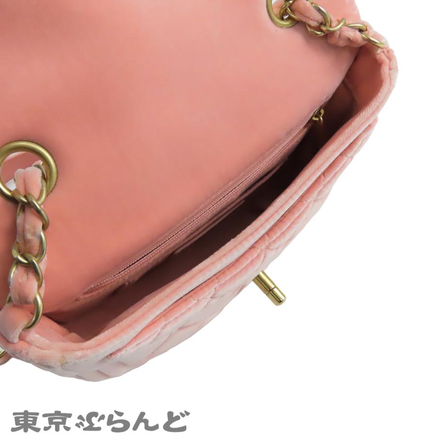 シャネル CHANEL チェーンショルダーバッグ ピンク ゴールド金具 ベルベット ココマーク シングルフラップ レディース 101862969_3