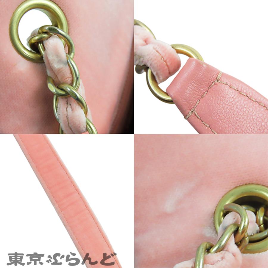 シャネル CHANEL チェーンショルダーバッグ ピンク ゴールド金具 ベルベット ココマーク シングルフラップ レディース 101862969_7