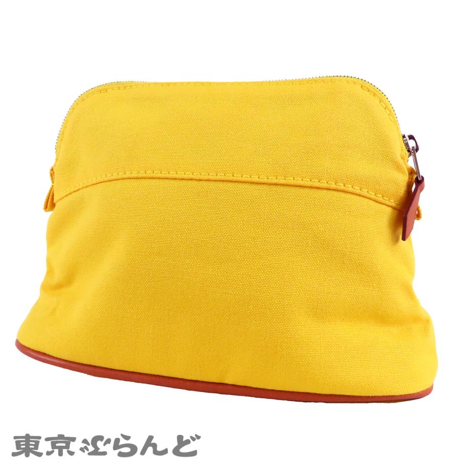 HERMES（エルメス） ボリードポーチ イエロー キャンバス レザー PM 