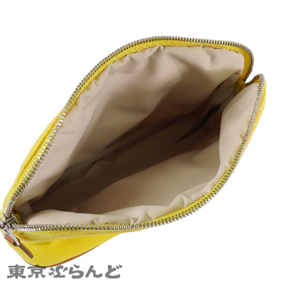 HERMES（エルメス） ボリードポーチ イエロー キャンバス レザー PM 