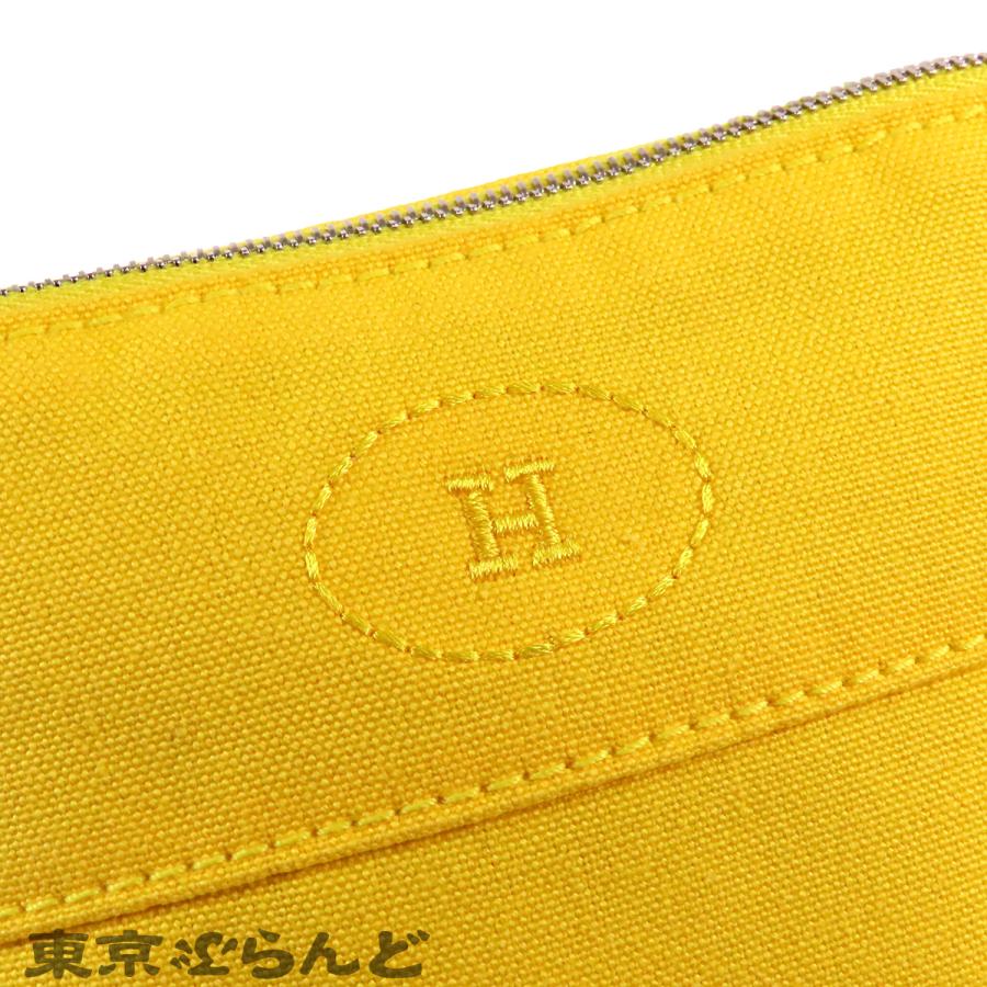 HERMES（エルメス） ボリードポーチ イエロー キャンバス レザー PM 