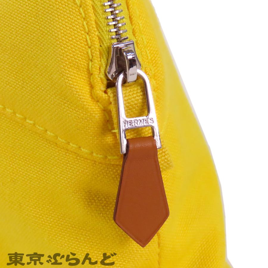 HERMES（エルメス） ボリードポーチ イエロー キャンバス レザー PM 