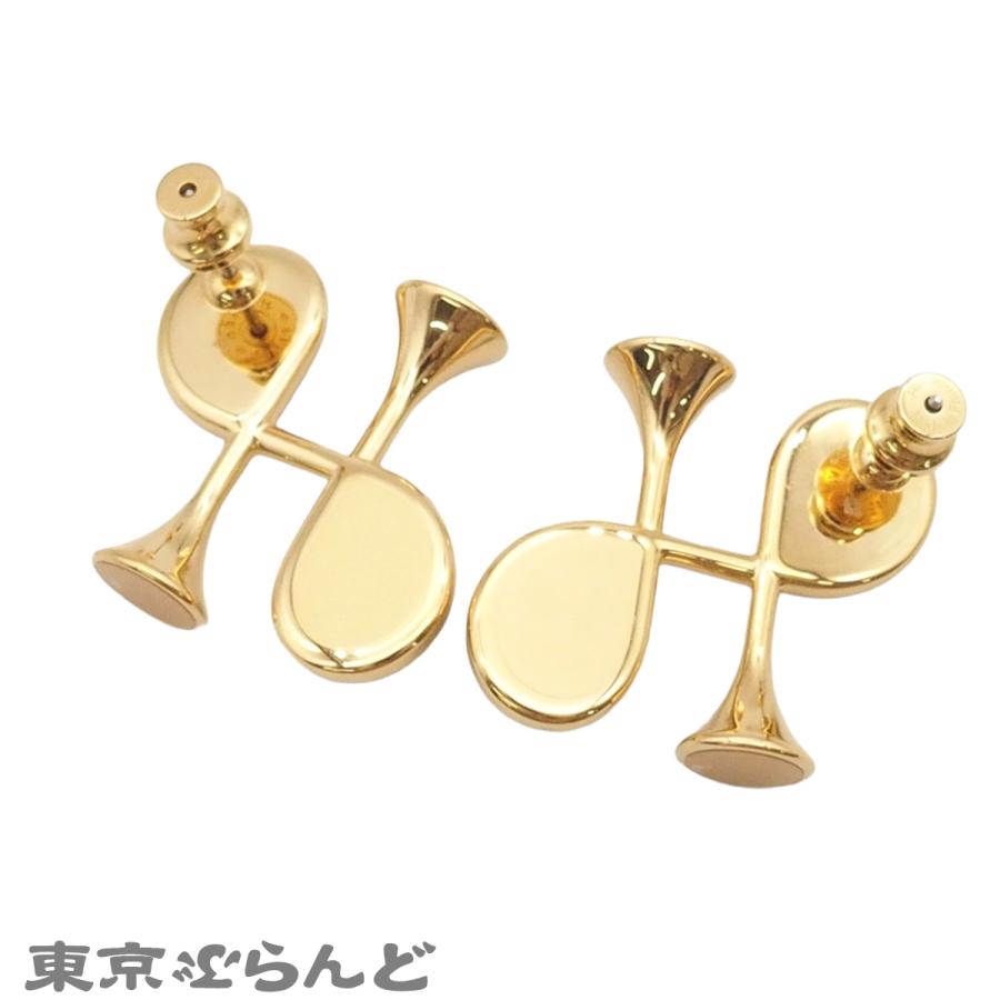 HERMES（エルメス） コルH ピアス ゴールドxブラック GP リザード