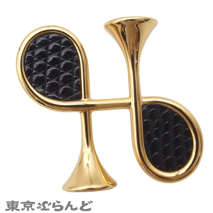 エルメス ピアス 両耳 ブラック×ゴールド HERMES ゴールドピアス(両耳) HERMES（ピアス(両耳用)）のフリマ