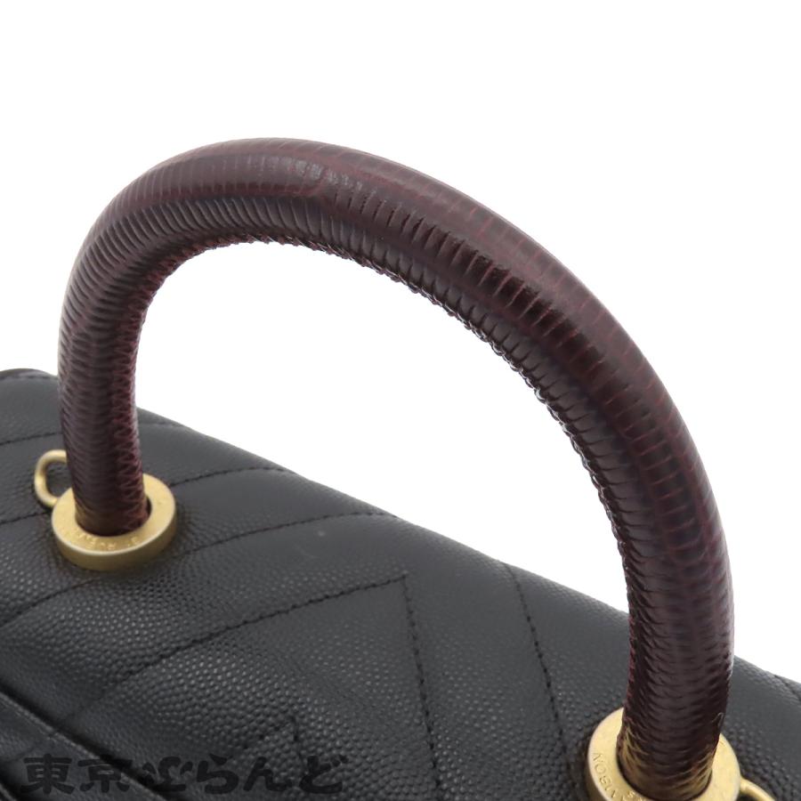 シャネル CHANEL ココハンドル XS A92990 ブラック ゴールド金具 キャビアスキン シェブロン チェーンショルダーバッグ 2WAYバッグ 28番台 レディース 101864775の画像