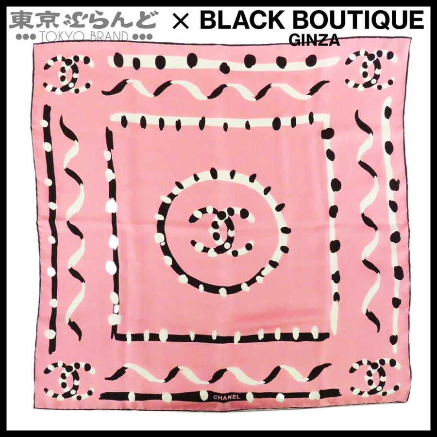 CHANEL（シャネル） ココマーク スカーフ ピンクxブラックxホワイト