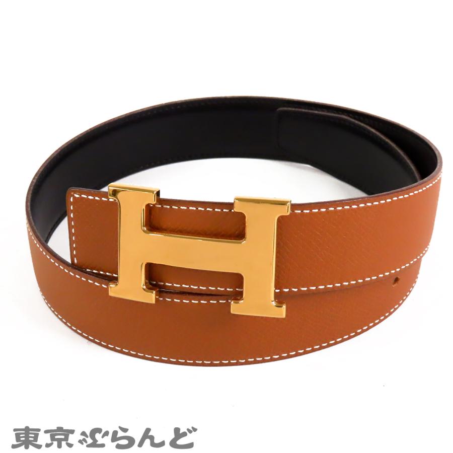 美品✨ エルメス コンスタンス ベルト リバーシブル ゴールド レザー 刻印□Y HERMES（エルメス） HERMES Hベルト コンスタンス 〇Y刻印 ブラックx