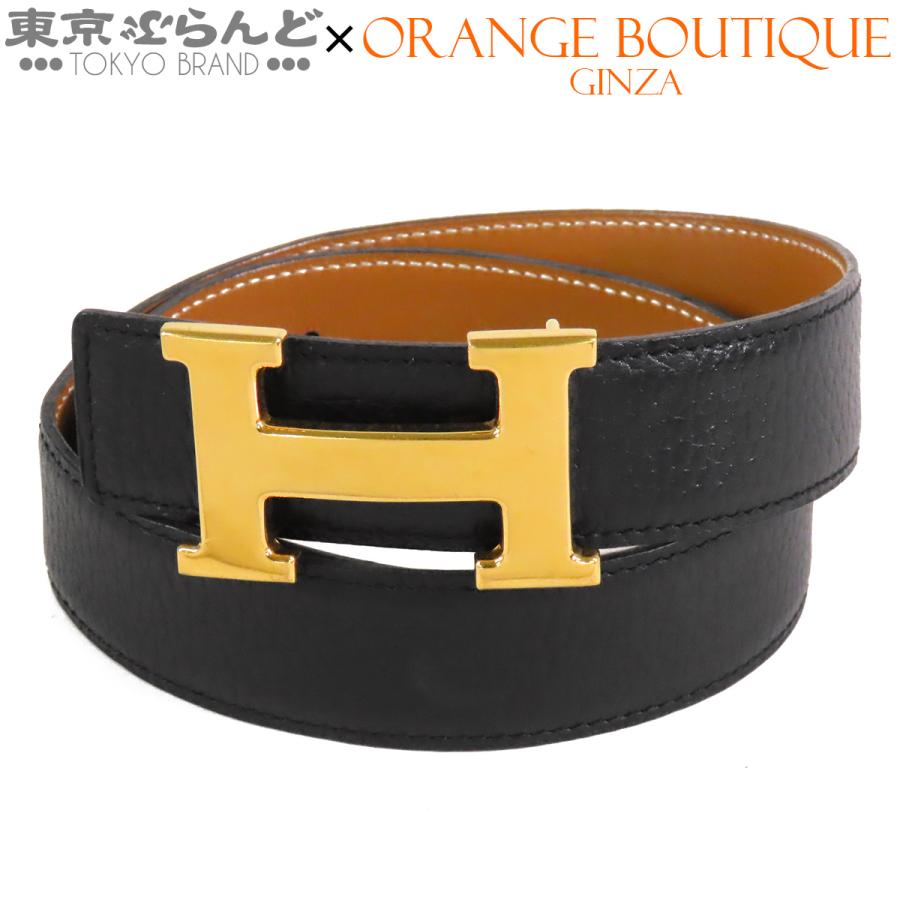 HERMES（エルメス） Hベルト コンスタンス 〇Z刻印 ブラックxゴールド