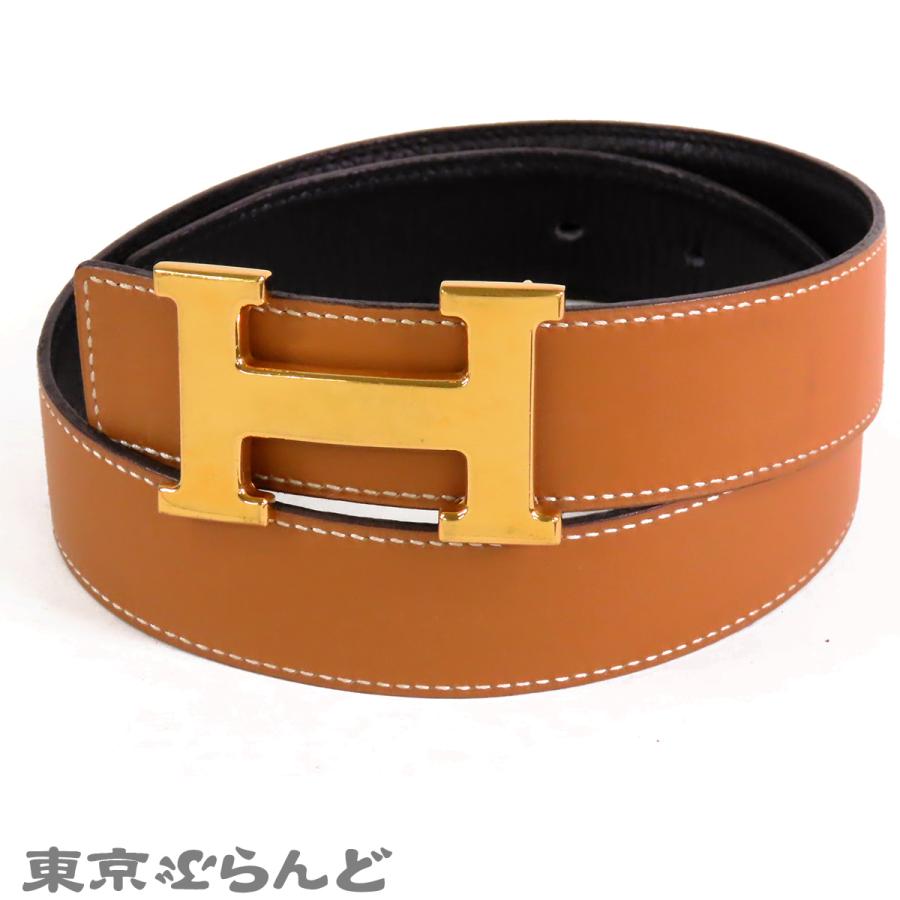 HERMES（エルメス） Hベルト コンスタンス 〇Z刻印 ブラックxゴールド