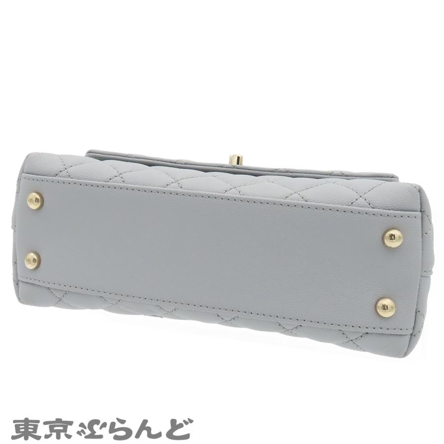 シャネル ココハンドル XS A92990 ライトブルー G金具 キャビア マトラッセ  2WAY チェーンバッグ  ランダムシリアル ハンドバッグ レディース 101865455の画像