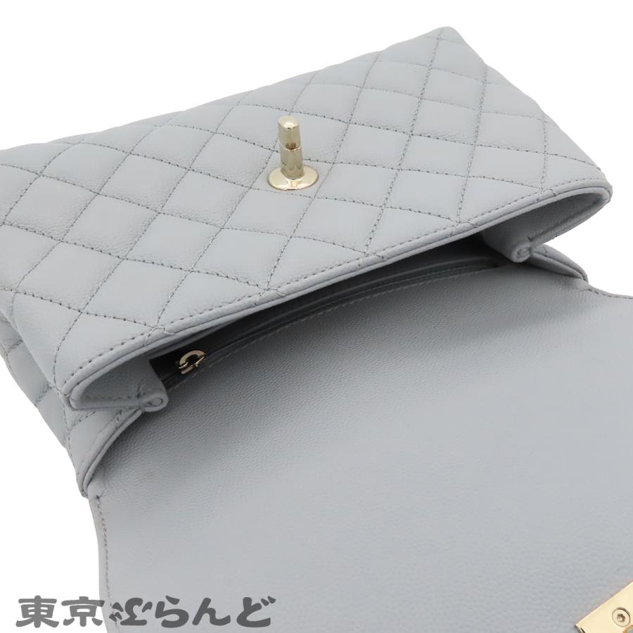 シャネル ココハンドル XS A92990 ライトブルー G金具 キャビア マトラッセ  2WAY チェーンバッグ  ランダムシリアル ハンドバッグ レディース 101865455の画像
