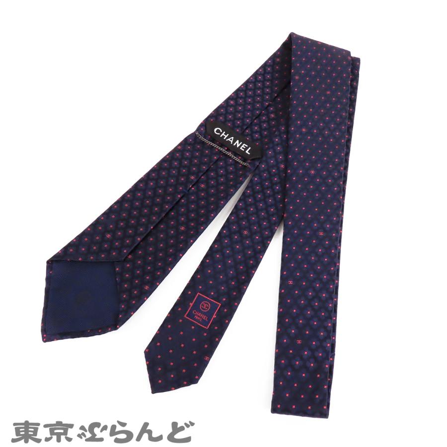 CHANEL（シャネル） ネクタイ ネイビーxピンク シルク ココマーク