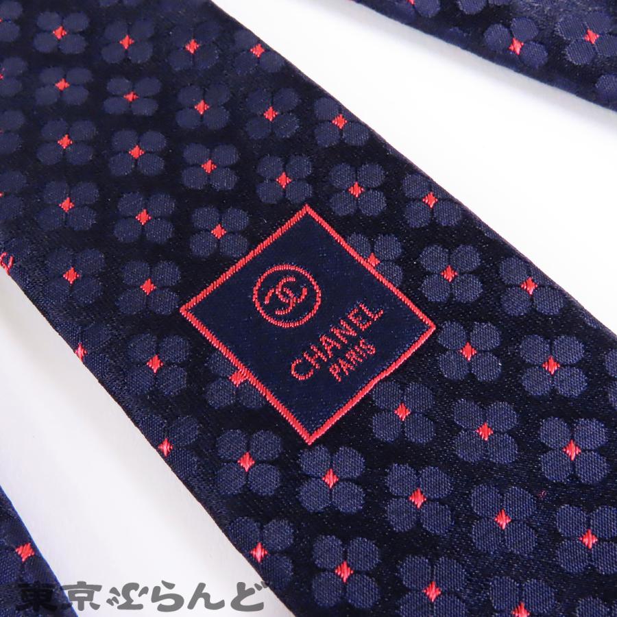 CHANEL（シャネル） ネクタイ ネイビーxピンク シルク ココマーク