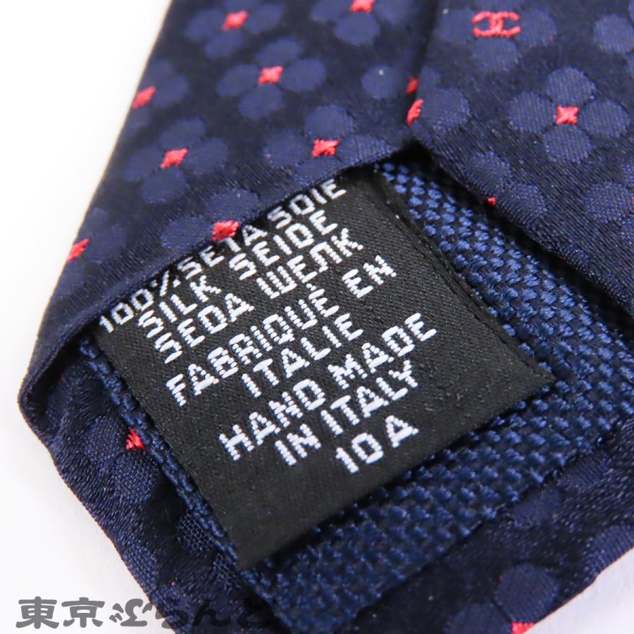 CHANEL（シャネル） ネクタイ ネイビーxピンク シルク ココマーク