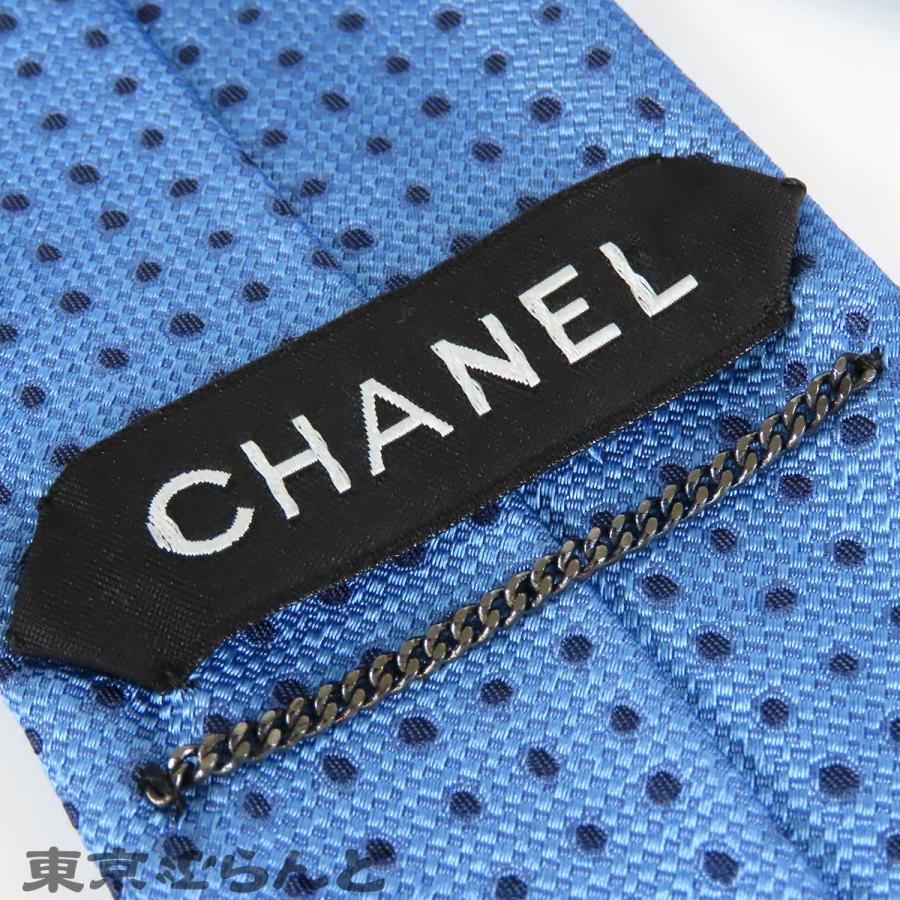 CHANEL（シャネル） ネクタイ ライトブルーxブルー シルク ドット柄