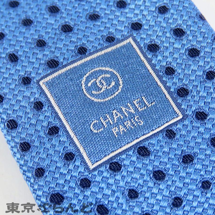 CHANEL（シャネル） ネクタイ ライトブルーxブルー シルク ドット柄