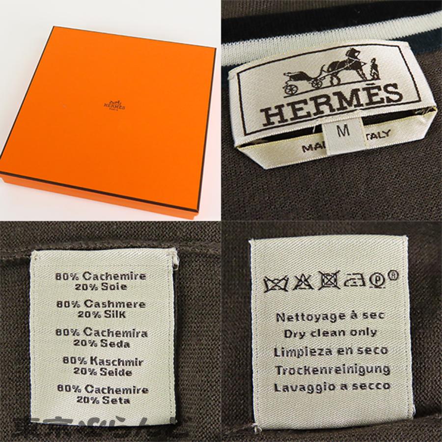 HERMES（エルメス） カシミヤ ニット グレー シルク M トップス メンズ