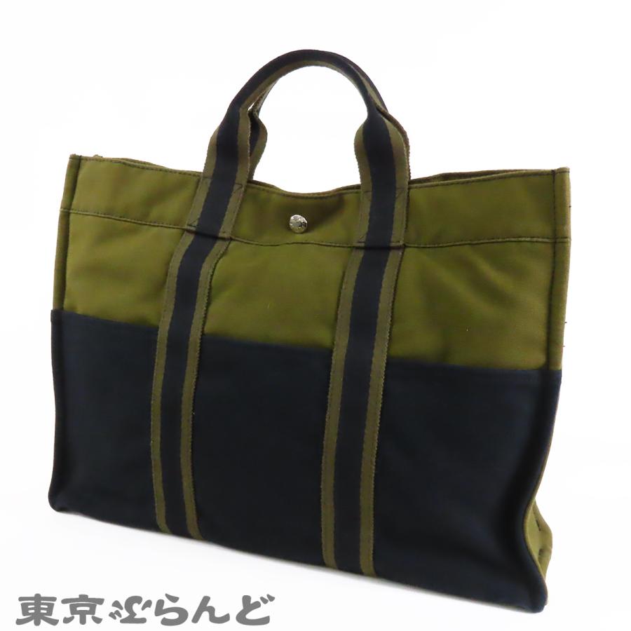 HERMES（エルメス） フールトゥ MM カーキグリーンxネイビー シルバー 