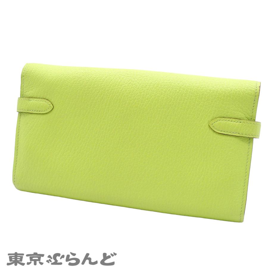 HERMES（エルメス） ケリーウォレット ロング □O刻印 キウイ シルバー