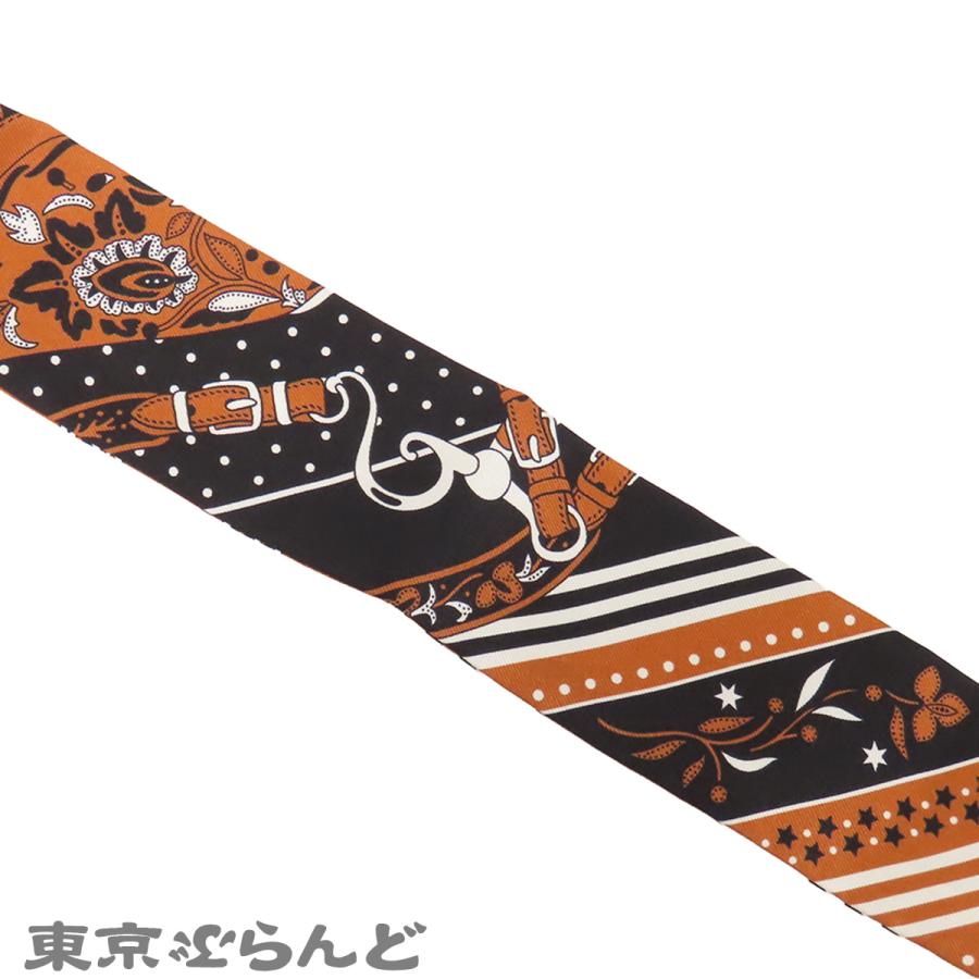 HERMES（エルメス） ツイリー ブラウンxホワイトxブラック シルク