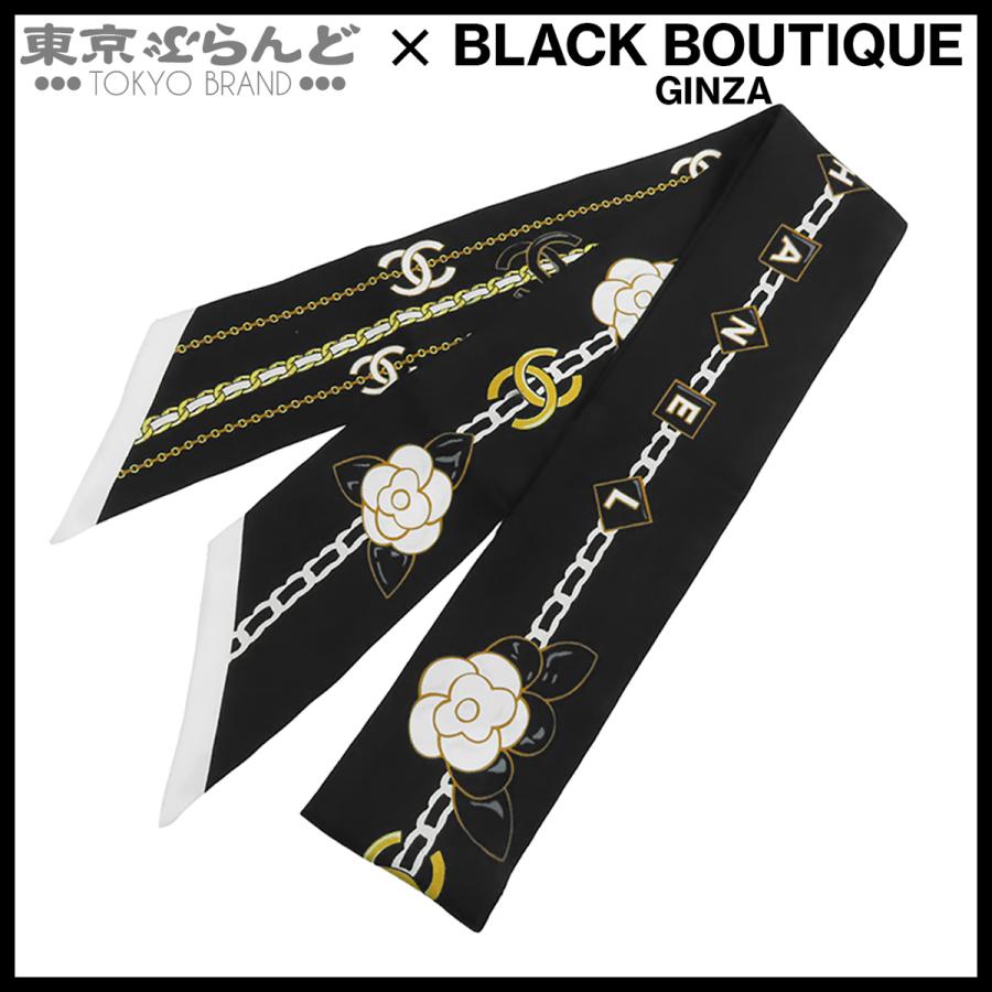 CHANEL（シャネル） スカーフ AA8232 ブラック 黒xホワイトxゴールド