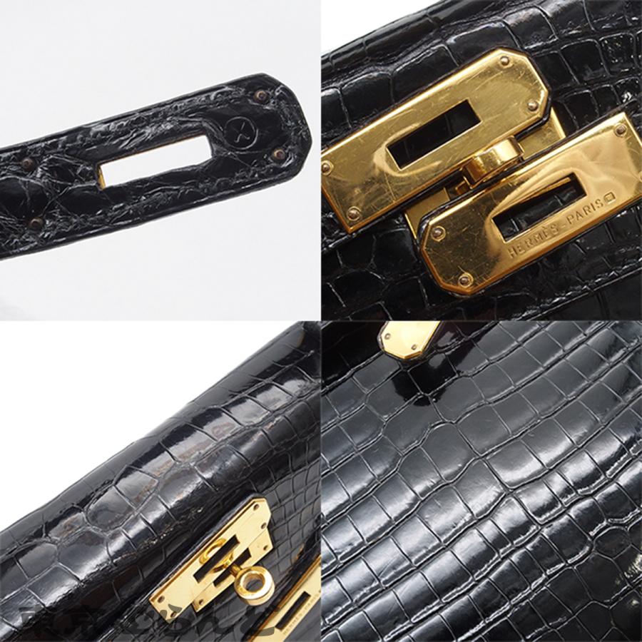 HERMES（エルメス） ケリー28 〇X刻印 ブラック ゴールド金具 ポロサス