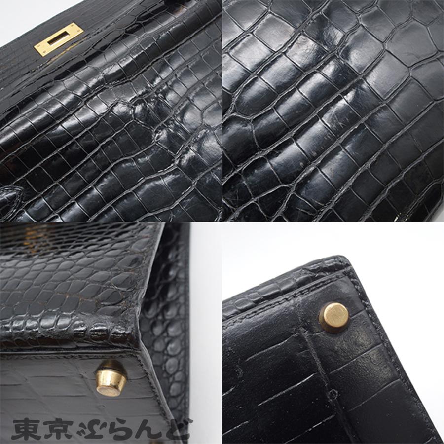 HERMES（エルメス） ケリー28 〇X刻印 ブラック ゴールド金具 ポロサス