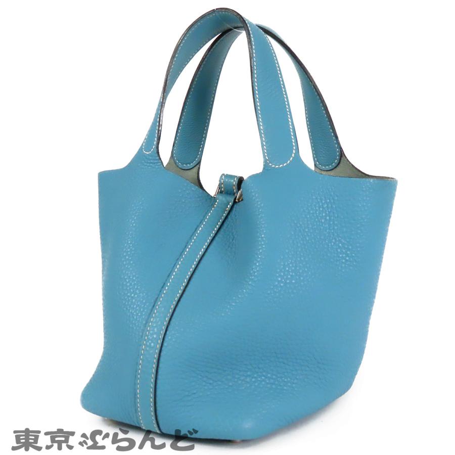 【極美品】HERMES ピコタンPM ブルージーン　トリヨン　ハンドバッグ HERMES（エルメス） ピコタン PM □F刻印 ブルージーン シルバー金具
