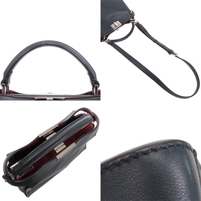 FENDI（フェンディ） ピーカブー ネイビー レザー 2WAY ハンドバッグ