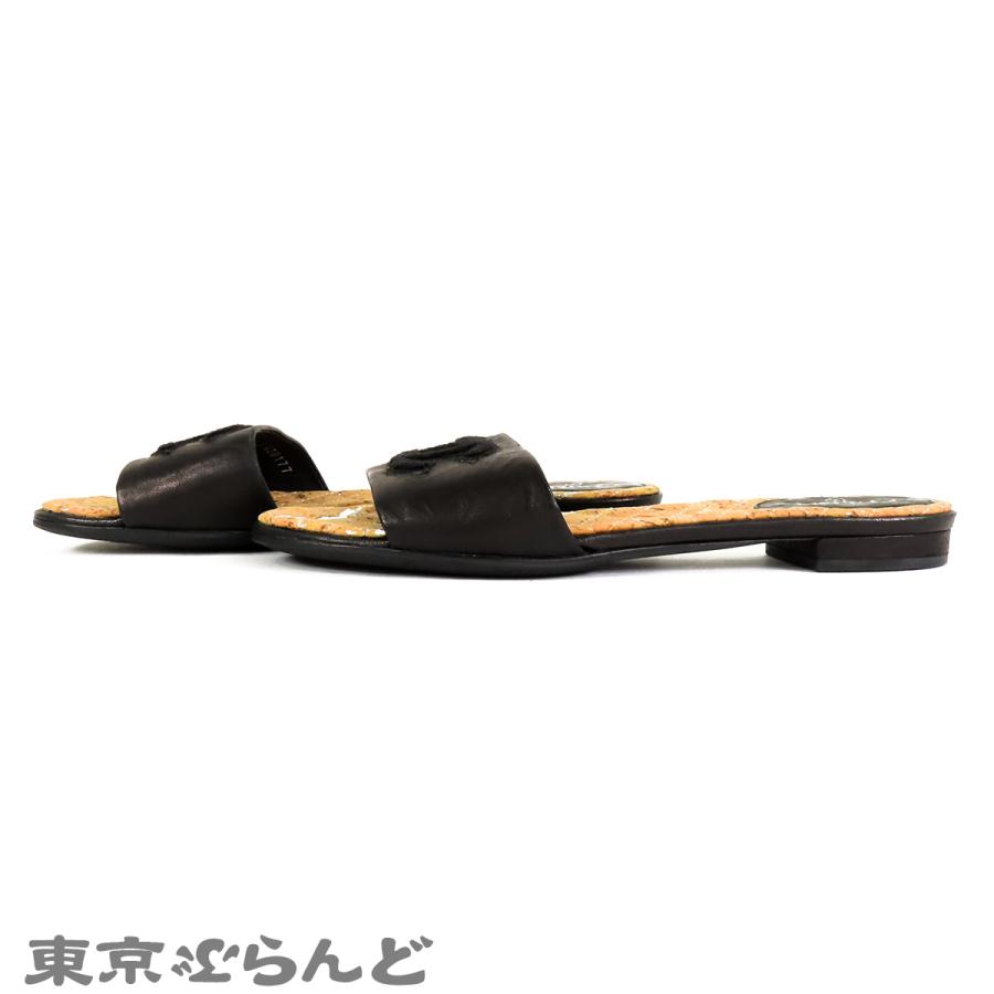 CHANEL（シャネル） スライドサンダル G28177 ブラック レザー コルク