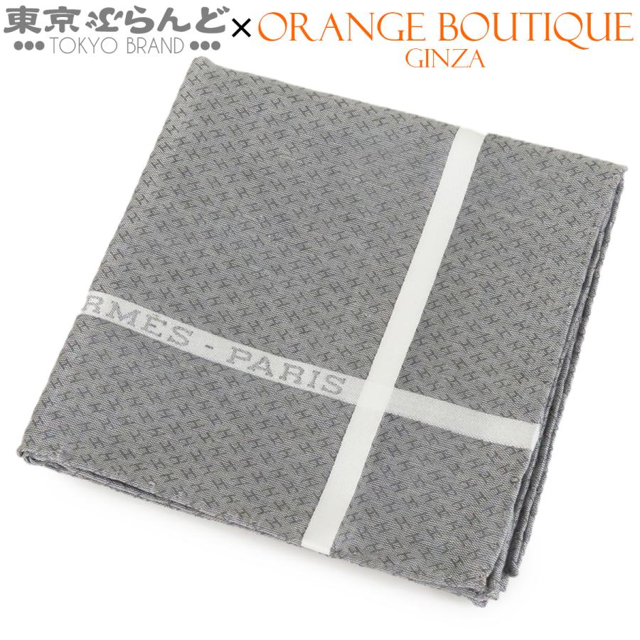 エルメス HERMES ハンカチーフ ジャカード　Hレリーフ　箱付き未使用品 HERMES（エルメス） ハンカチ グリフォンセ コットン ジャカード H