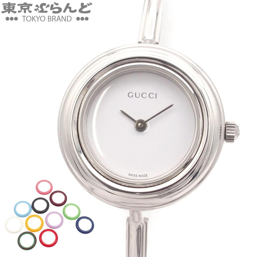 稼動品GUCCI チェンジベゼル レディース 腕時計 GUCCI（グッチ） チェンジベゼル 1100R 11/12.2 ホワイト SS バングル
