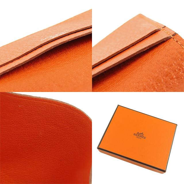 HERMES（エルメス） エブリン □Q刻印 オレンジ シェーブル パスケース