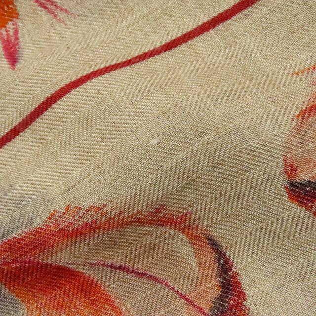 HERMES（エルメス） カレ ジェアン 140 ベージュxレッド カシミヤ