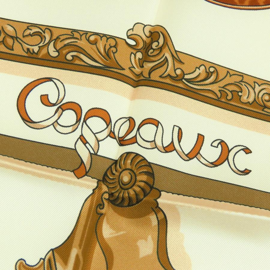HERMES カレ90　競馬場のクロッキー　スカーフ ベージュ HERMES（エルメス） カレ 90 ベージュxマルチカラー シルク Copeaux