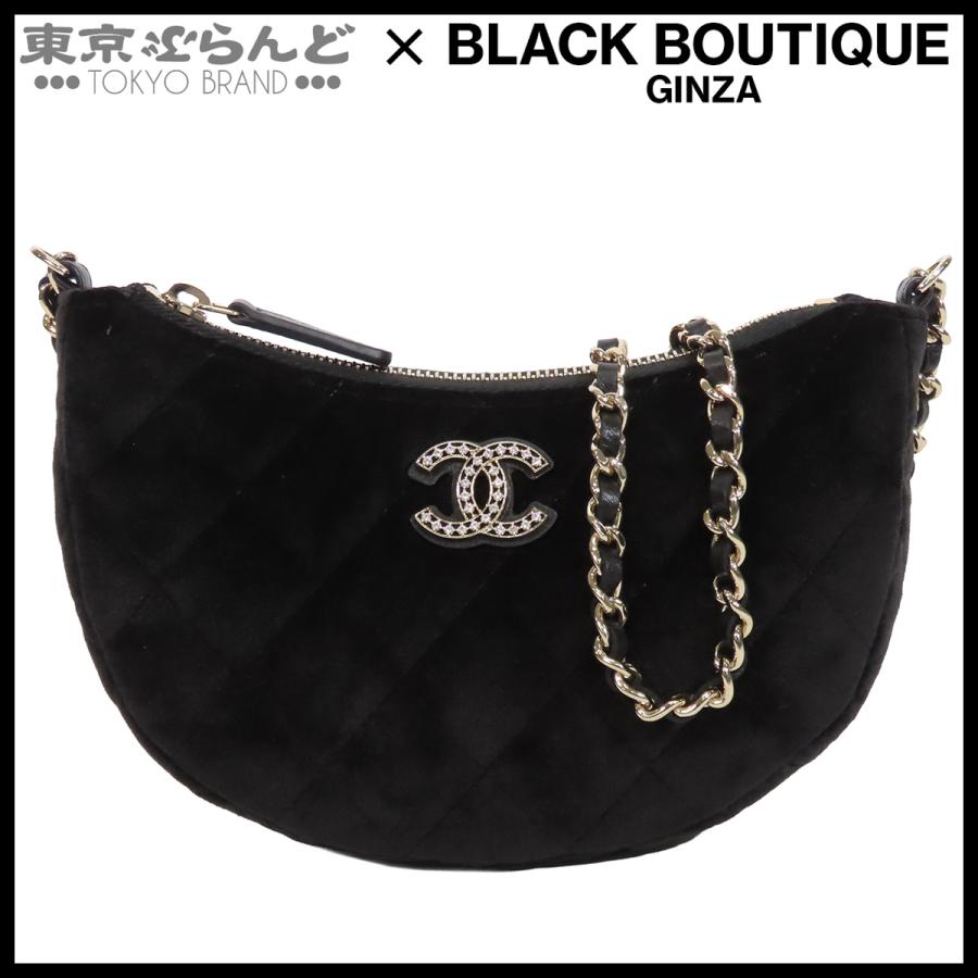 CHANEL（シャネル） チェーンバッグ ブラック 黒 G金具 ベロア レザー
