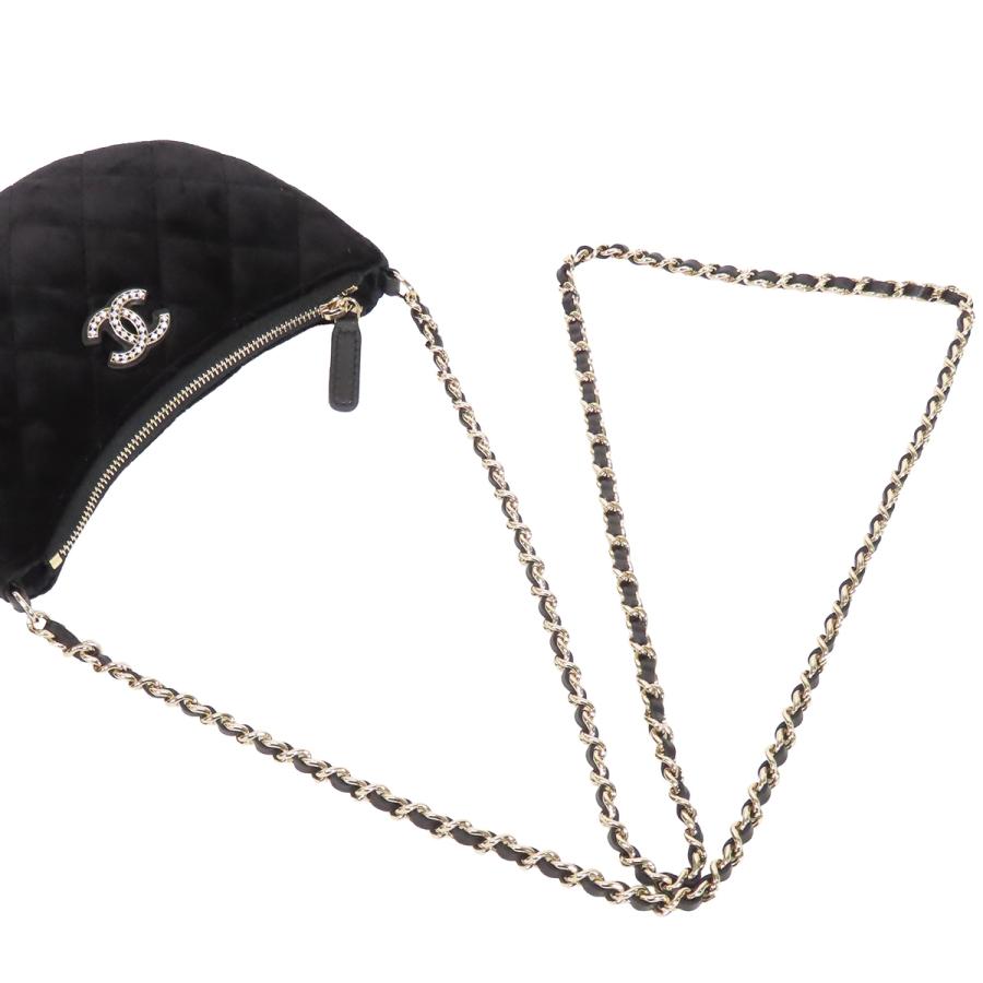 CHANEL（シャネル） チェーンバッグ ブラック 黒 G金具 ベロア レザー