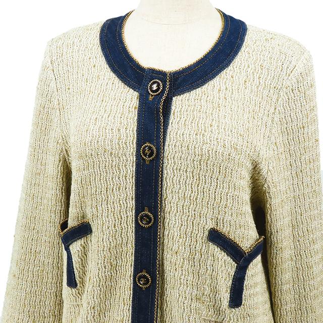 CHANEL（シャネル） カーディガン ベージュxブルー ビスコース