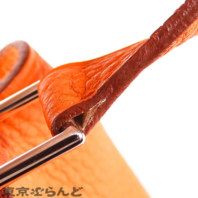HERMES エルメス ピコタン ロック PM □M刻印 オレンジ シルバー金具 