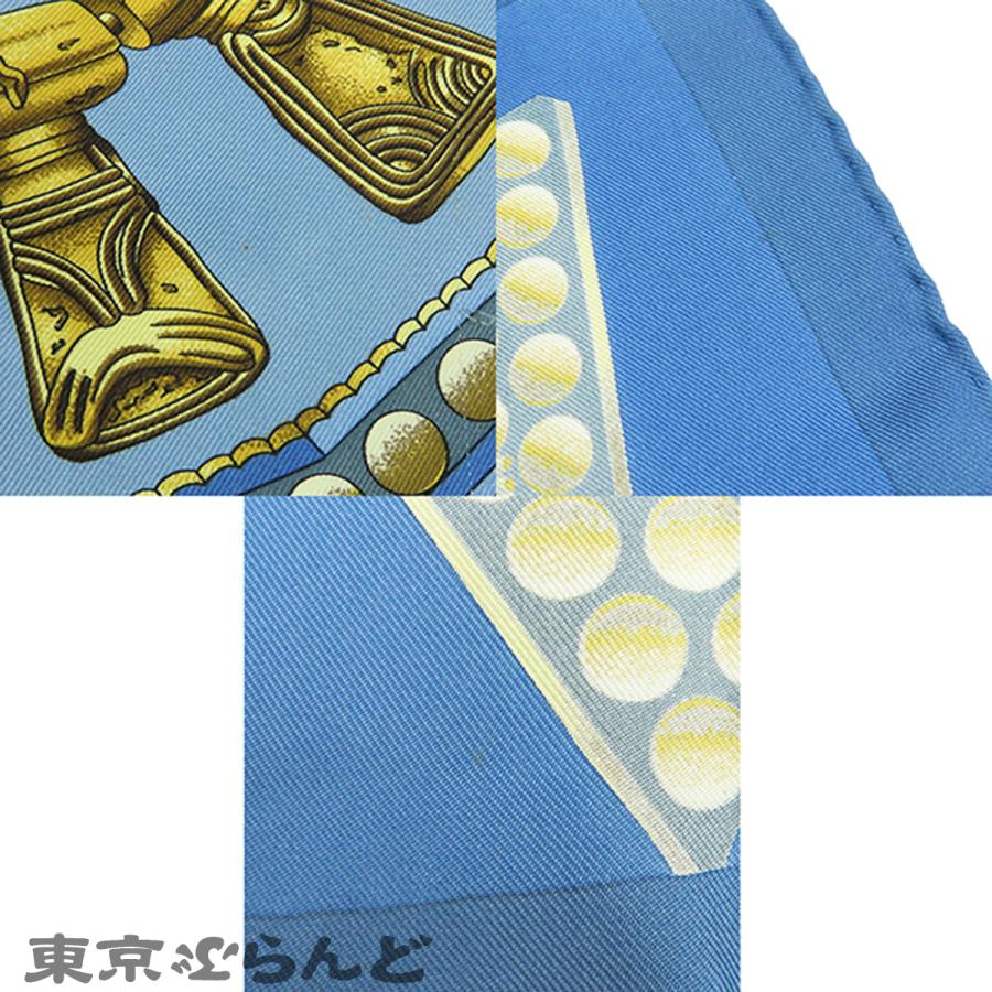 HERMES（エルメス） カレ 90 ブルーxゴールド シルク L'OR DES CHEFS