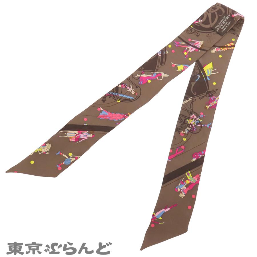 HERMES（エルメス） ツイリー ブラウンxマルチカラー シルク エクス