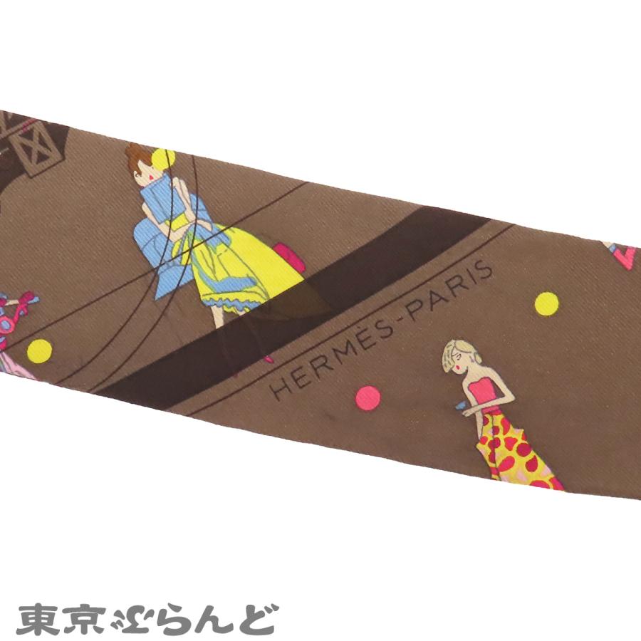 HERMES（エルメス） ツイリー ブラウンxマルチカラー シルク エクス